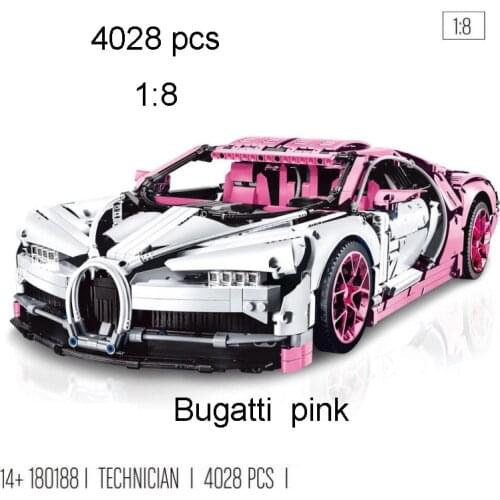 4028pcs MOC 1:8 SuperCar Toys Bugatti Pink Roadster Model Creative Building Blocks Car Toys for Boys Kids BlackFriday Gift Toys