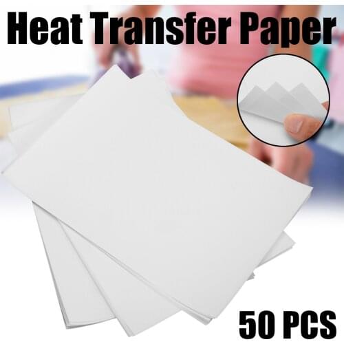 50pcs A4 Size White Heat Transfer Paper Convenient Use Water Slide Inkjet Light Color Decal Paper DIY Clothes Pattern Tool