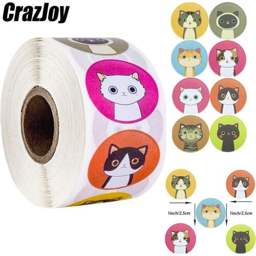 500pcs Cute cat Stickers Animal Reward Kids Funny Waterproof Package Seal Labels Cool Skateboard Cartoon Stickers For Kid toys