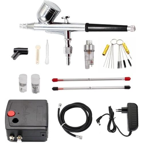 Gravity Feed Dual Action Airbrush With Compressor Paint Spray Gun Kit Tattoo Nail Spray Pen Set Beauty Inkjet Car Repair Tool