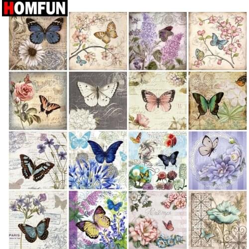 HOMFUN Full Square/Round Drill 5D DIY Diamond Painting "Flower butterfly landscape"3D Embroidery Cross Stitch 5D Home Decor Gift