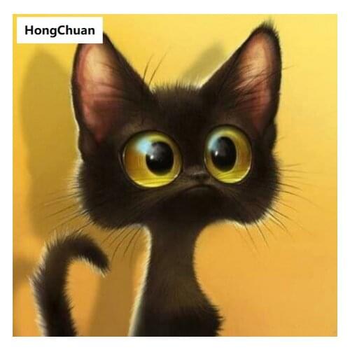 Diamond embroidery, cartoon cat, 5d diamond painting square, round diamond inlay, rhinestone pictures, cross stitch, new year