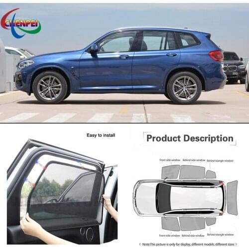 For BMW X3 2018-2019 Car Full Side Windows Magnetic Sun Shade UV Protection Ray Blocking Mesh Visor Car Decoration Accessories
