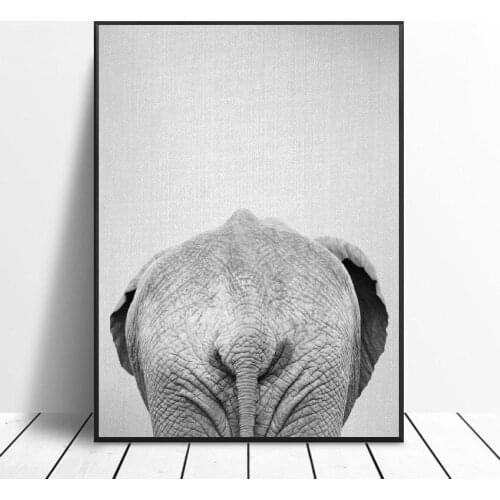 Black White Elephant Tail Canvas Painting Art Print Poster Picture Wall Modern Minimalist Bedroom Living Room Decoration