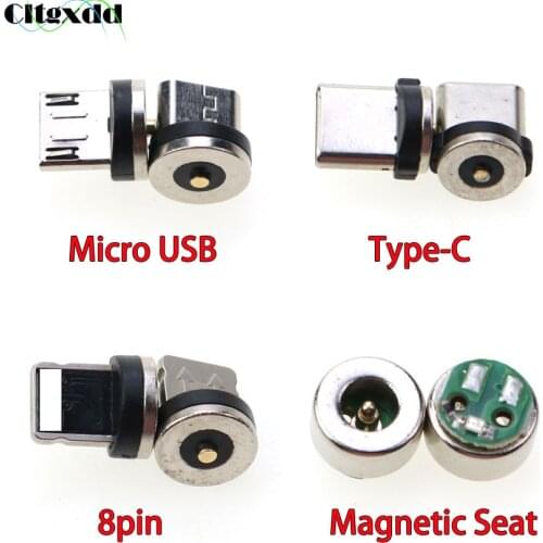 Cltgxdd 20pcs Round Magnetic Cable Plug Type C Micro USB C 8pin Plugs Charging Adapter Micro usb Type-C Magnet Charger Connector