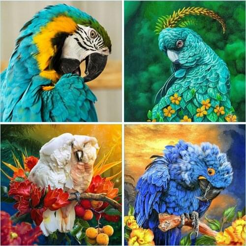 HUACAN DIY Diamond Painting Parrot Full Drill Square Round Diamond Embroidery Animal 5D Cross Stitch Decoration Home