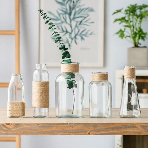 Ins creative dry flower transparent glass vase living room desktop decoration hydroponics flower arranging device plant househol