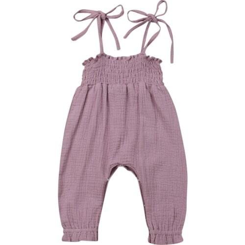 2021 Summer Toddler Infant Kids Baby Girl Romper Clothes Sleeveless Strap Pants Solid Overalls Cotton Outfits Jumpsuits 0-24M