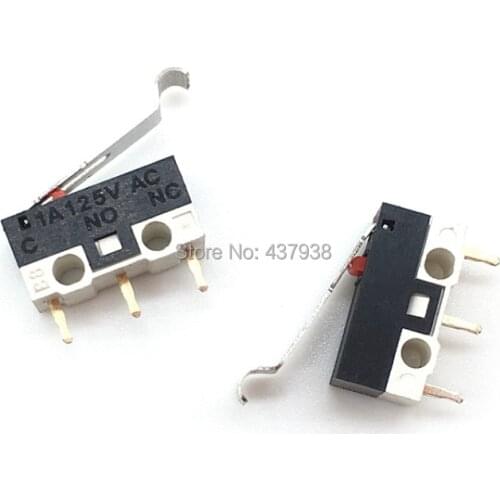 10pcs Limit Switch Push Button Switch 1A 125V AC Mouse Switch 3Pins Micro Switch With Curved Handle
