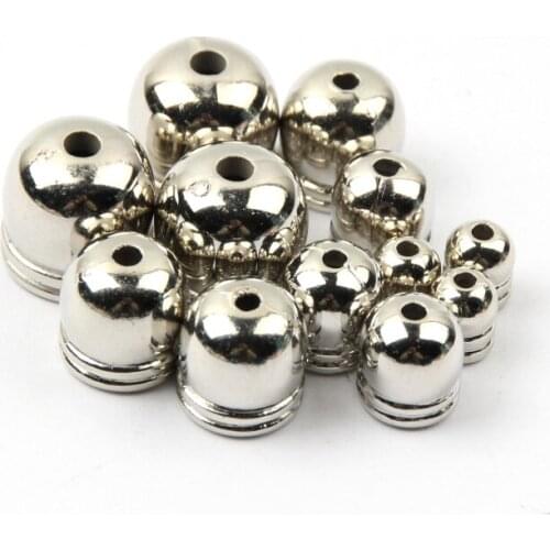 20-50pcs Leather Cords Bracelets Buckle Finding End Tip Tassel Caps 6 8 10 12mm Crimp End Beads Caps For DIY Jewelry Making