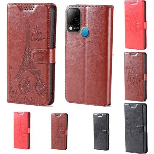 For Infinix Hot 10T butterfly flower Tower Flip Leather Wallet Phone Case For Infinix Hot 10s Phone cover with card slot