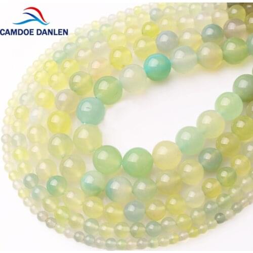 CAMDOE DANLEN Natural Stone Green Grape Agates Round Beads 4 6 8 10 12 MM DIY Bracelet Material For Jewelry Making Accessory