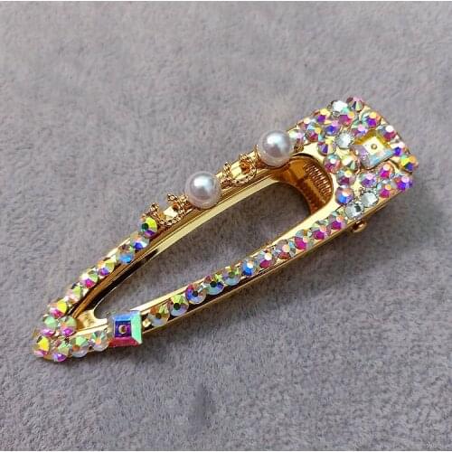 Fashion New metal color diamond simple duckbill clip full of diamonds super flash ins bangs clip Accessories For Women Girls