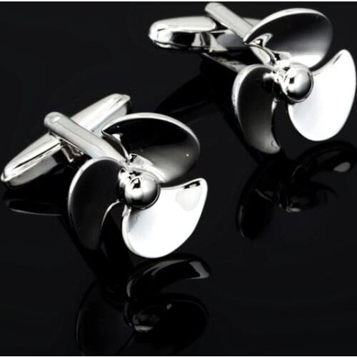 Men Gift Fan Cufflinks Wholesale&retail Silver Color brass Material Novelty Propeller Design Business Suit Accessaries