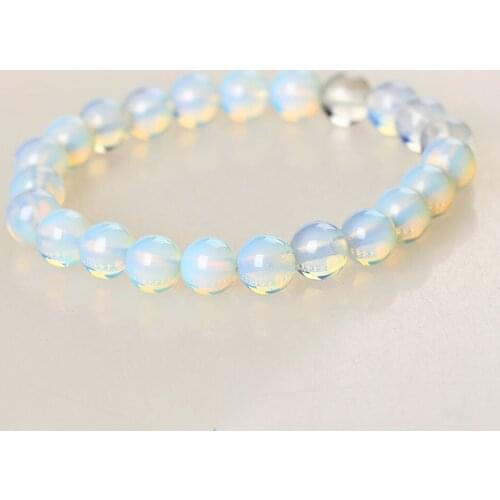 New 8mm Round Crystal Moonstone Natural Stone Stretched Beaded Bracelet For Women