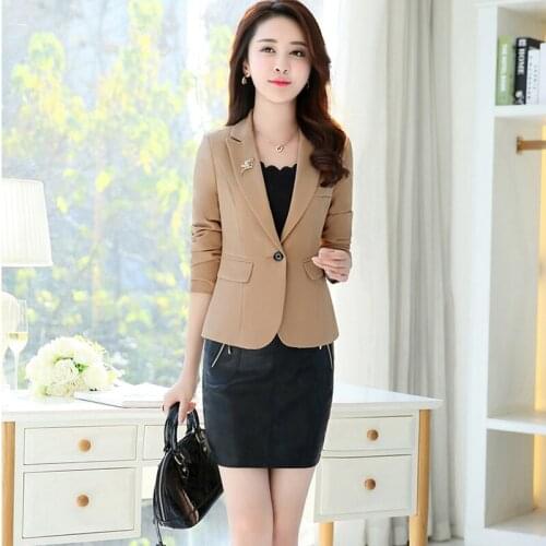 Spring and fall Pure color single breasted suit jacket Urban office lady suit jacket elegantly fitted ladies Tops Womens Coat