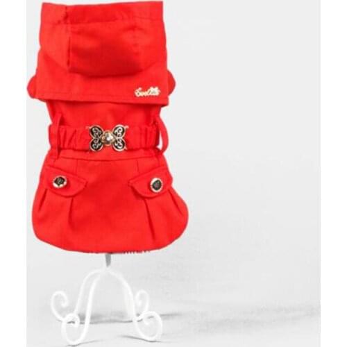 Autumn winter pet dog cat fashion red jacket doggy cool overcoat clothes puppy outwear dogs cats coats costume hoodies 1pcs