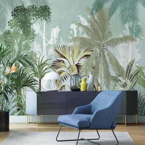 Custom 3D Photo Wallpaper Tropical Rainforest Plant Leaves Coconut Tree Mural Wall Painting Wallpapers For Living Room Bedroom