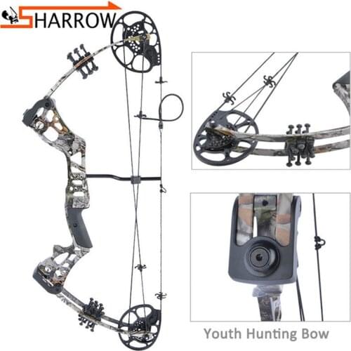 15-45lbs Adjustable Youth Hunting Bow Right Hand Pulley Compound Bow With Stabilizer Sight For Arcehry Training Shooting Sports