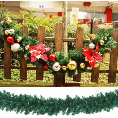 Christmas Artificial Wreath 2.7m Green Christmas Family Party Christmas Decoration Children Rattan Hanging Home Decoration