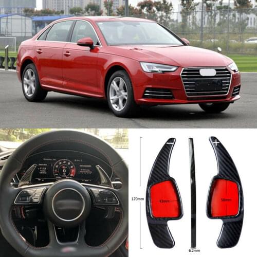 Carbon Fiber Gear DSG Steering Wheel Paddle Shifter Cover Fit For Audi A4 2017-2018