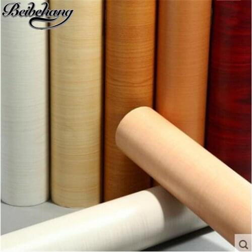 Beibehang Self-adhesive wood wallpaper film wardrobe table and door pvc furniture renovation stickers living room wall paper