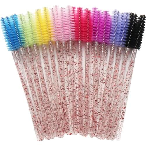 1000pcs/lot Disposable Colorful Handle Crystal Makeup Brushes Eyelashes Mascara Wands Applicator Eyelash Extension