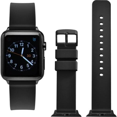 WOCCI Silicone Watch Band for Apple Watch Series 5 4 3 2 1 38mm 40mm 42mm 44mm Black Adapter