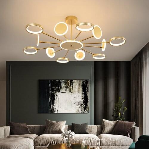 Modern led ceiling lamp living room ceiling lamp bedroom lamp kitchen lamp black gold embedded panel lamp with remote control