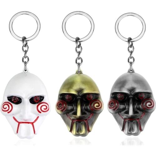 Horror Movie SAW Mask Metal Alloy Keychain Bag Purse Car Keyring Souvenirs for Men Gift Car Accessories