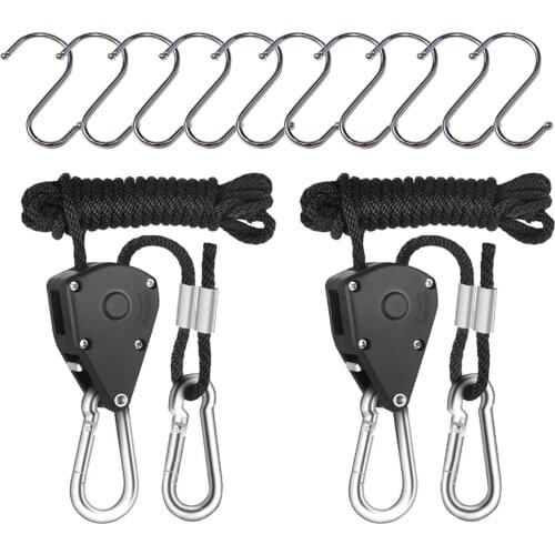 1.8Inch 8ft Long Heavy Duty Adjustable Rope Clip Yo-yo Hanger for Grow Light Kit Hanging Ratchet Canoe Bow Stern Tie Down