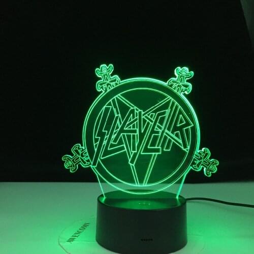 Band Slayer Logo American Thrash Metal 3d Night Light Led Remote Control Colors Changing Nightlight for Home Decor