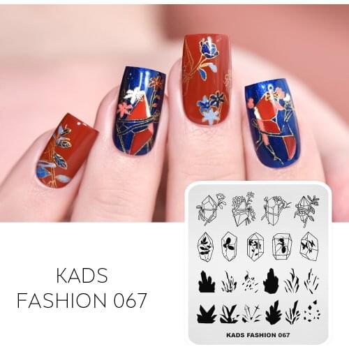 KADS Nail Stamp Plate Gems Flowers Crystals Amber Image Nail Art Printing Template Stainless Steel Nail Art DIY Stencil Tools