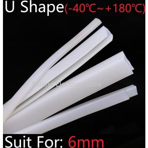 U Shape Seal Strip 6mm Channel Silicone Rubber Wrap Slid Window Car Door Shower Frameless Glass Edge Weatherstrip Soft Protect