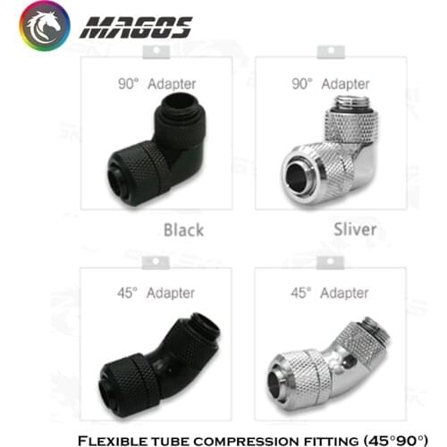 Angled 45 90 Degree G1/4 Black/Silver 9.5*12.7MM ID/OD Compression Fitting For 3/8" flexible tubing