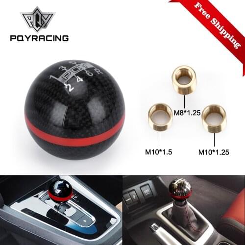Universal Genuine Carbon Fiber PQY 5 / 6 Speed Manual / Automatic Spherical Gear Shift Knob For Honda Acura / TOYOTA GSK06