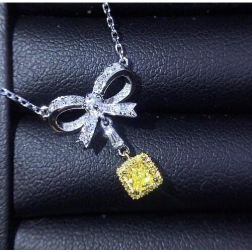 Fine Jewelry Pure 18 K Gold Jewelry AU750 G18K Natural 100% nature Yellow Diamonds 0.22ct Pendant Gemstone Necklaces for Women