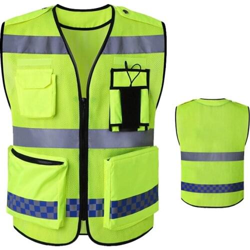 High Visibility Security Reflective Vest Pockets Design Reflective Vest Outdoor Traffic Safety Cycling Wear