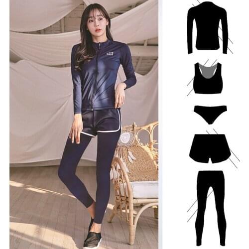 Womens Activewear sets Sports Yoga Suit 5pcs Long Sleeve Tracksuit Full Rash Guards Swimwear Beachwear Dive Skin Basic Wetsuit