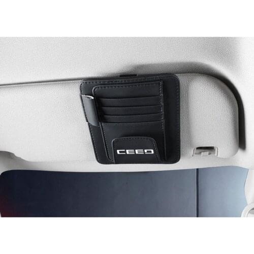 Pu Leather Visor Card Storage Sun Visor Organizer Tool Pouch Bag Card Storage Pen Storage Glasses Holder For Kia Ceed