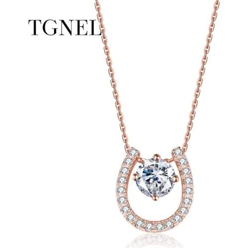 TGNEL S925 Sterling Silver Necklace Pendants Silver Color Fine Jewelry with CZ Stone for Women 925 Silver for Engagement