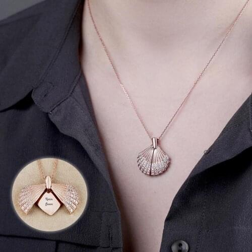 Vaoov 925 Sterling Silver Oyster Woman Necklace - Made in Turkey