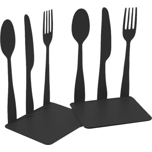 1 Pair Metal Bookend Fork-shaped Storage Shelf CD/DVD Books Organizer Books Shelf Home Desktop Decoration