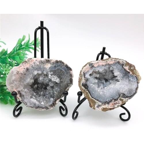 1PC Natural Pink Agate Geode Cutting Crystal Cluster Healing Energy Stone Reiki Rock Mineral Specimen DIY for Home Decoration