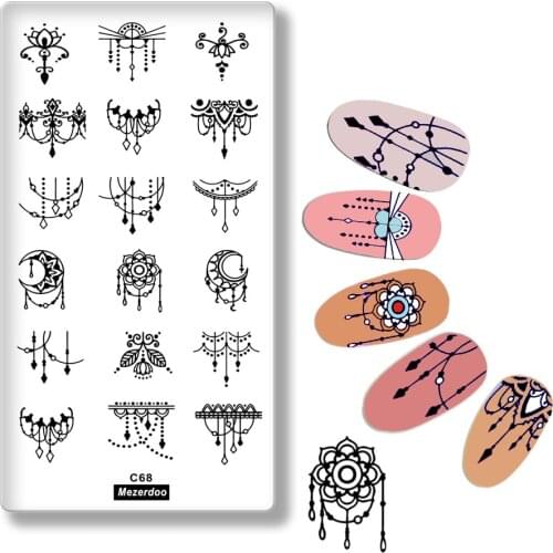 1Pcs Necklace Flower Pendant Design Nail Art Print Stencil Lace Rectangle Stamping Polish Template Manicure Nail Stamp Tools C68