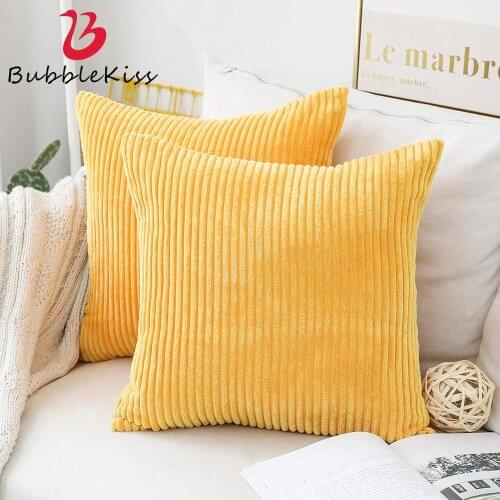 Bubble Kiss 2Pcs /A Lot Pillow Covers Super Soft Decorative Striped Corduroy Velvet Square Cushion Covers Pillow Case Home Decor