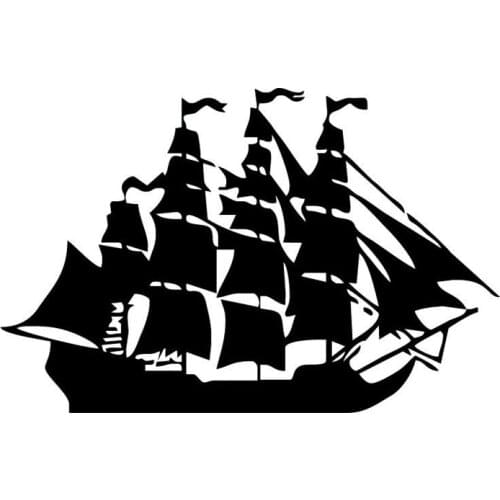 20.3*13CM Old Pirate Sailing Boat Sticker Funny Motorcycle Vinyl Decals Black/Silver C7-1797