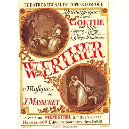 400X300MM Original-Antique-French-Advertising-Poster-1893-Paris-Opera-Goethe-Werther jumbo fridge magnet SFM-0550