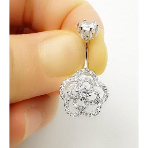 925 sterling silver navel piercing cubic zircon belly button ring fashion body piercing jewelry