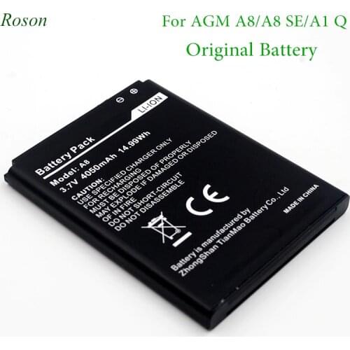 Roson Mobile Phone Battery for AGM A8 A1 Q,4050mAh New Back up Batteries Replacement For AGM A8 SE Smart CellPhone li-ion Battey